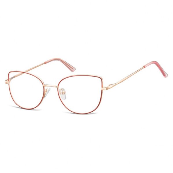 Okulary oprawki korekcyjne kocie oczy zerówki. Sunoptic. L119 gold/red