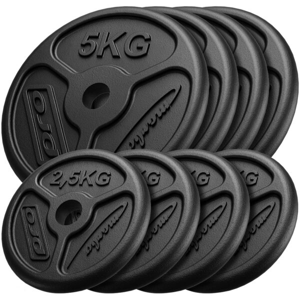 Zestaw obciążeń żeliwnych slim 30 kg / 4 x 5 kg + 4 x 2,5 kg - Marbo. Sport