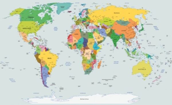 Fototapeta World Map Mapa Świata XXXL flizelinowa