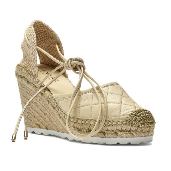 Espadryle skórzane na koturnie ivory 40