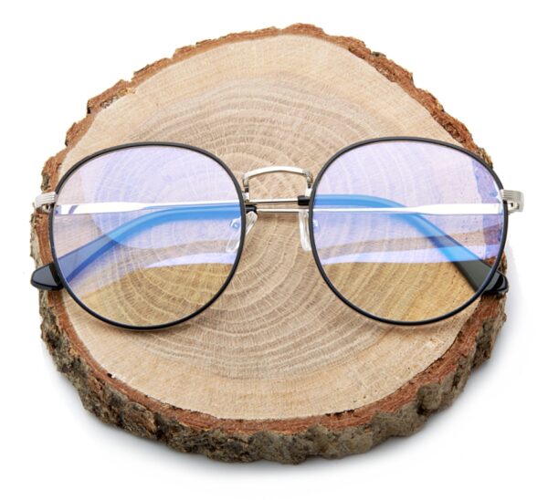 Lenonki okulary zerówki z antyrefleksem do komputera czarno-srebrne 2525-5