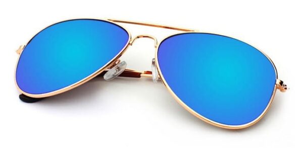 Okulary Aviator złoto-niebieskie Pilotki przeciwsłoneczne 2163e