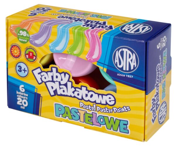 Farby plakatowe pastelowe Astra 6 kol 20ml