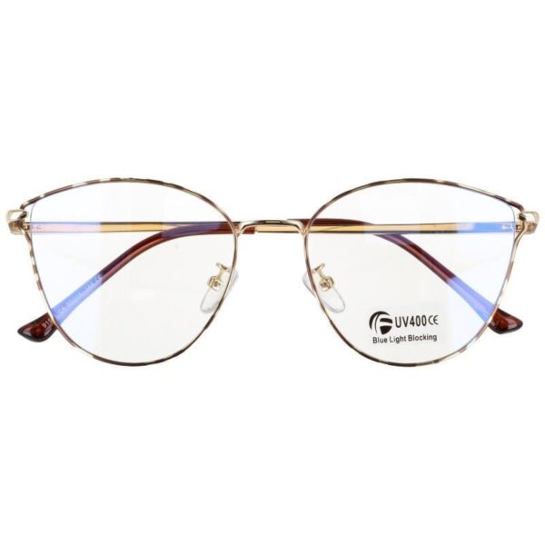 Okulary kocie do komputera damskie z filtrem BLUE Light zerówki 2580-1 złoto-panterkowe