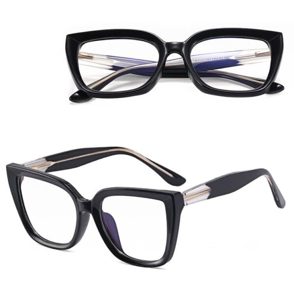 Damskie okulary kocie oczy zerówki do komputera BLUE LIGHT 25150 Czarne