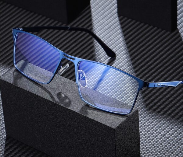 Niebieskie męskie okulary do komputera BLUE LIGHT zerówki 2553D