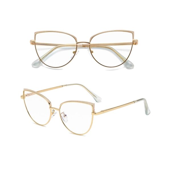 Złote Okulary kocie do komputera damskie z filtrem BLUE Light zerówki 2586-6