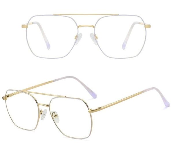 Damskie Pilotki złoto fioletowe okulary zerówki filtr Blue Light do komputera 25104C