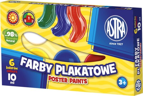 Farby plakatowe 6 kol 10ml Astra