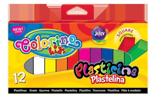 Plastelina 12 kolorów kwadratowa Colorino