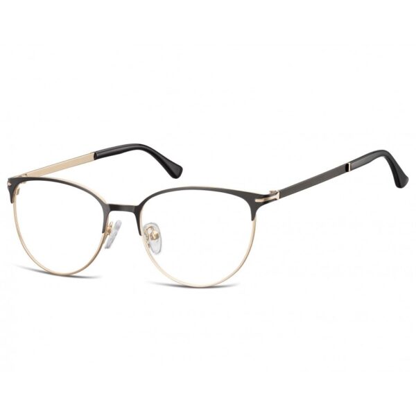 Okulary oprawki korekcyjne kocie oczy zerówki Sunoptic 914B złoto-czarne