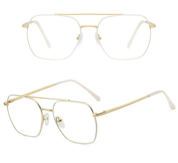 Damskie Pilotki złoto białe okulary zerówki filtr Blue Light do komputera 25104E
