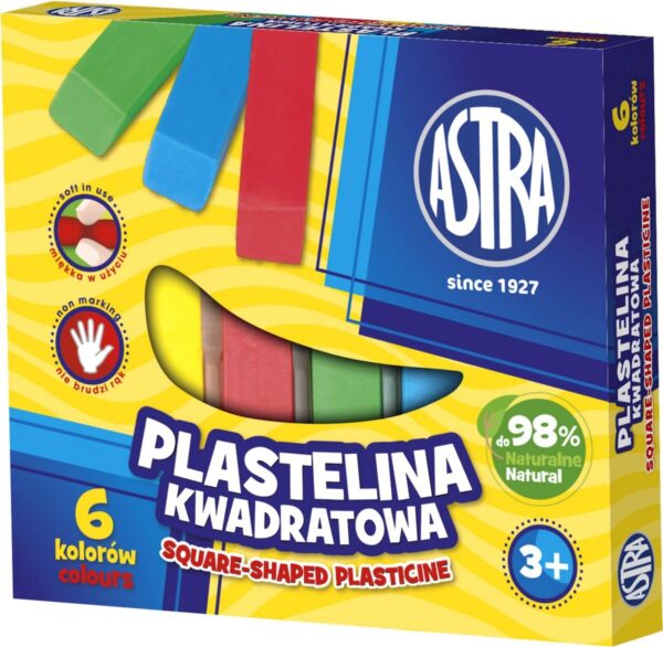 Plastelina 6 kolorów kwadratowa Astra