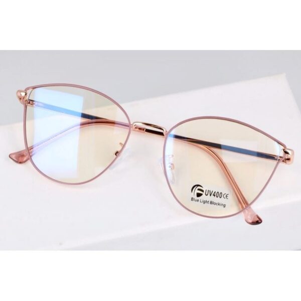 Okulary kocie do komputera damskie z filtrem BLUE Light zerówki 2580-4 złoty-brudny róż