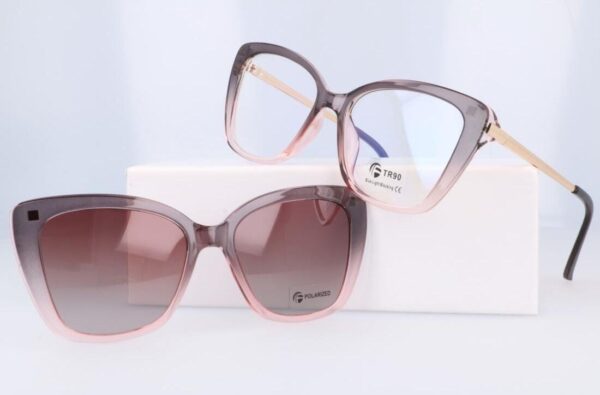 Damskie okulary do komputera z nakładką przeciwsłoneczną Clip-on 25115D