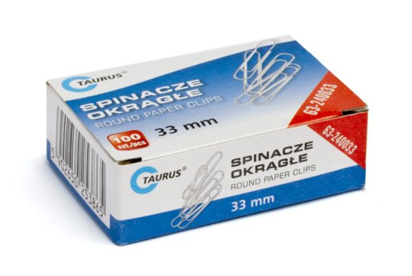 Spinacze okrągłe 33mm metalowe 100 sztuk