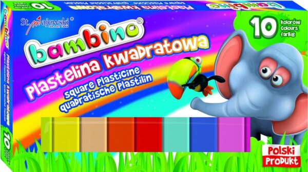 Plastelina 10 kolorów kwadratowa Bambino