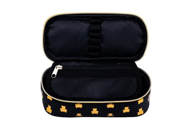 Piorrnik owalny czarny zlote misie astrabag AC6 golden teddy