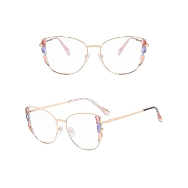 Damskie kocie okulary zerówki do komputera BLUE LIGHT z flexami 25129G