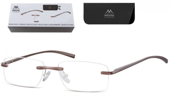 Patentki Bezramkowe Asferyczne Okulary aluminiowe do Czytania Montana MR68B moc: +1