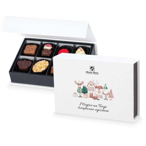 Pralinki bożonarodzeniowe Chocolate Box White Mini z Twoimi życzeniami