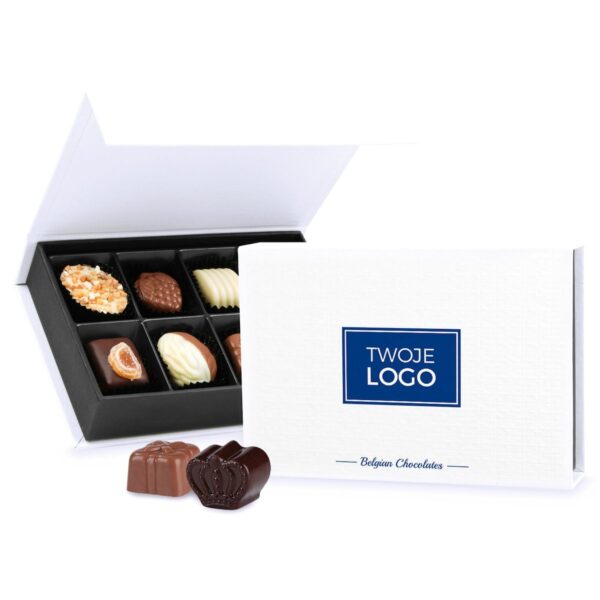 Czekoladki na prezent firmowy Chocolate Box White Mini z Twoim logo