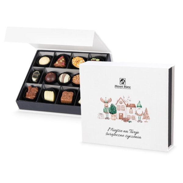 Czekoladki świąteczne Chocolate Box White Medium z Twoimi życzeniami